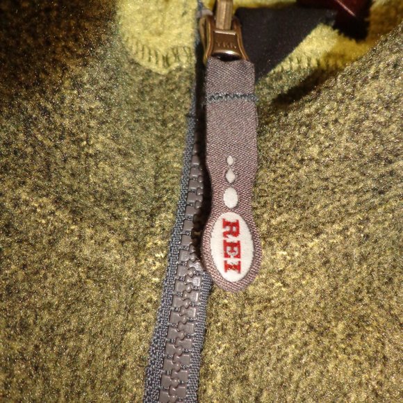 REI Fleece Jacket S 2-Tone Green Mock Collar Zip Closure - Picture 6 of 14
